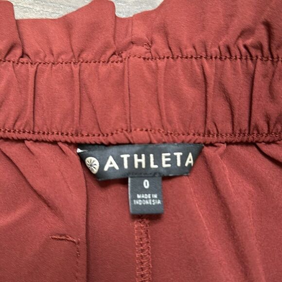 Athleta Skyline Belted Paperbag High Rise Red Ankle Pants Size 0 - Picture 11 of 12